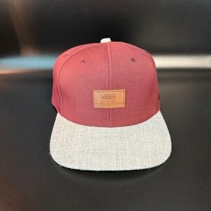Vans Starter The Natural Maroon Grey Cotton Blend Snapback Hat Mens OSFA